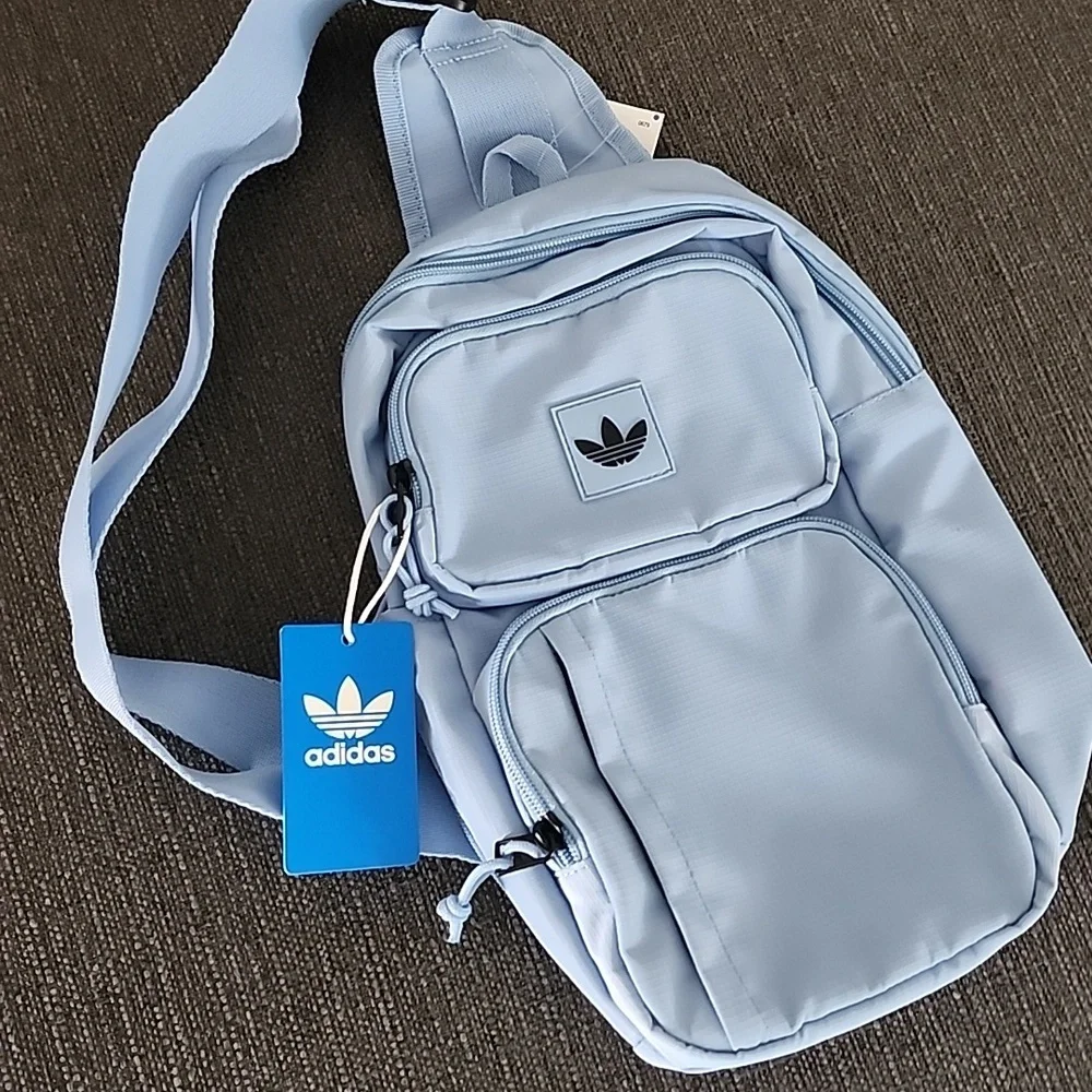 ADIDAS Utility Sling Bag Crossbody Purse Ash Blue Travel Athleisure Belt Street - Picture 5 of 12